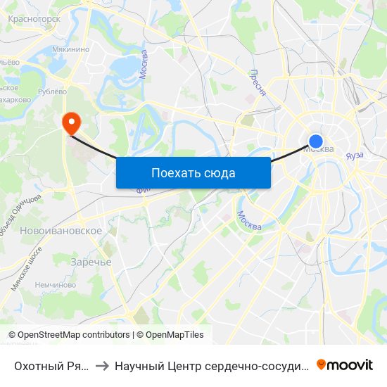 Охотный Ряд (Okhotny Ryad) to Научный Центр сердечно-сосудистой хирургии им. А. Н. Бакулева РАМН map