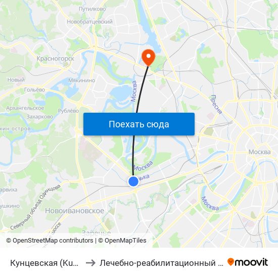 Кунцевская (Kuntsevskaya) to Лечебно-реабилитационный центр Росздрава map