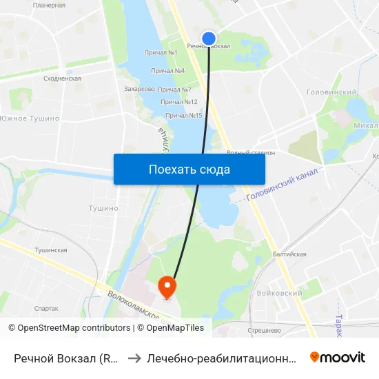Речной Вокзал (Rechnoy Vokzal) to Лечебно-реабилитационный центр Росздрава map