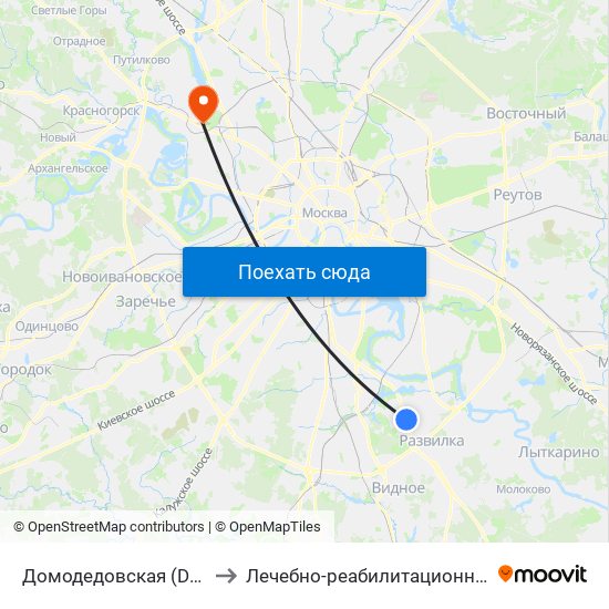 Домодедовская (Domodedovskaya) to Лечебно-реабилитационный центр Росздрава map