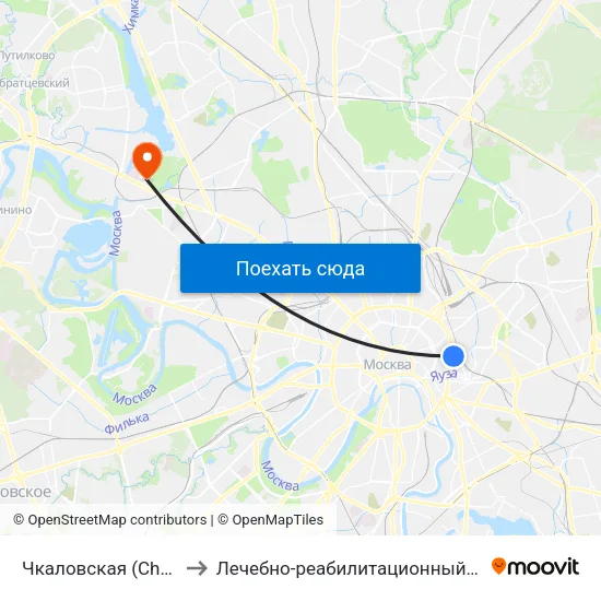 Чкаловская (Chkalovskaya) to Лечебно-реабилитационный центр Росздрава map
