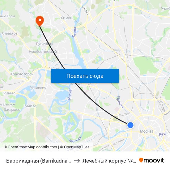 Баррикадная (Barrikadnaya) to Лечебный корпус №11 map