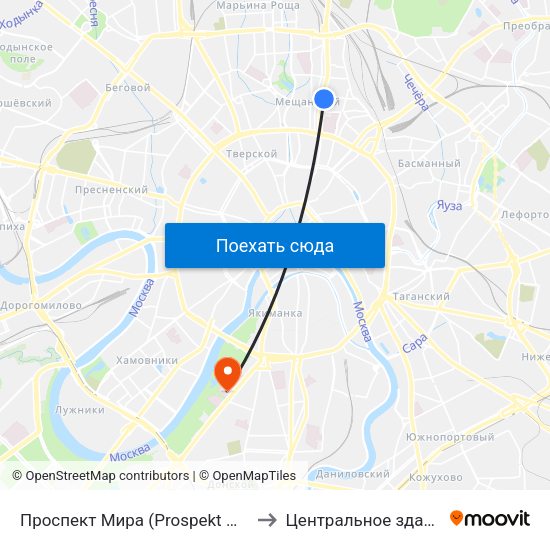 Проспект Мира (Prospekt Mira) to Центральное здание map