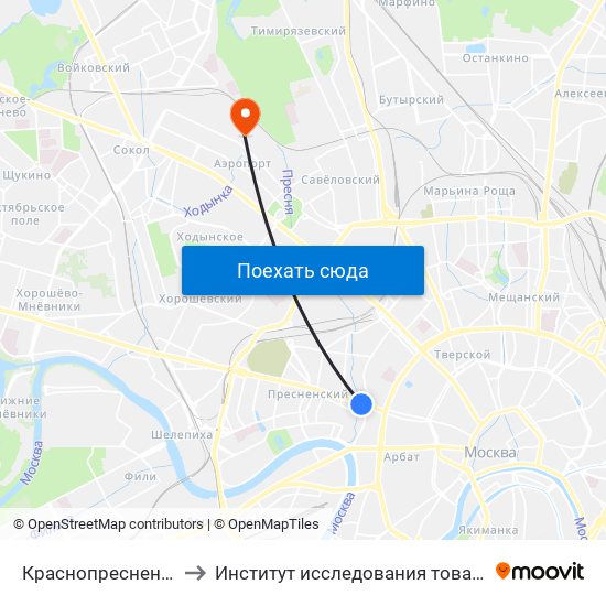 Краснопресненская (Krasnopresnenskaya) to Институт исследования товародвижения и конъюнктуры оптового рынка map