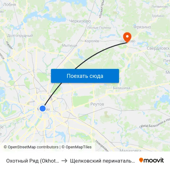 Охотный Ряд (Okhotny Ryad) to Щелковский перинатальный центр map