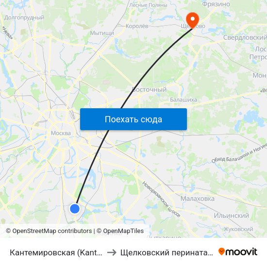 Кантемировская (Kantemirovskaya) to Щелковский перинатальный центр map