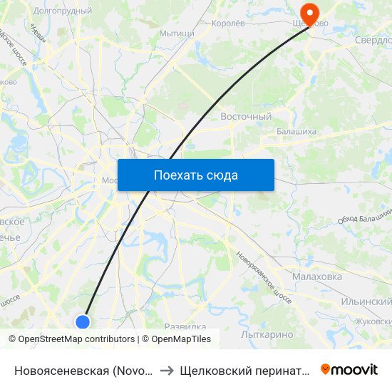 Новоясеневская (Novoyasenevskaya) to Щелковский перинатальный центр map