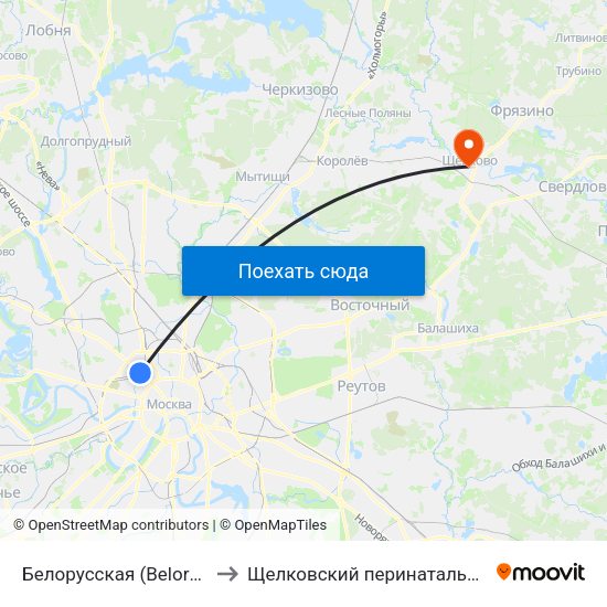 Белорусская (Belorusskaya) to Щелковский перинатальный центр map