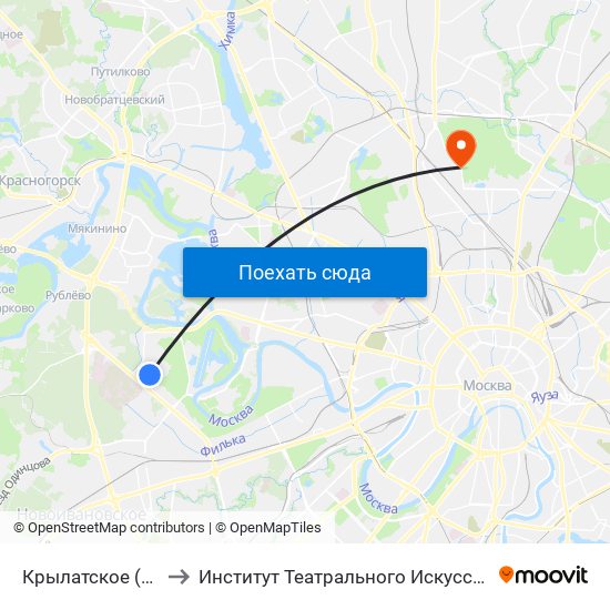 Крылатское (Krylatskoe) to Институт Театрального Искусства п / у И.Д. Кобзона map