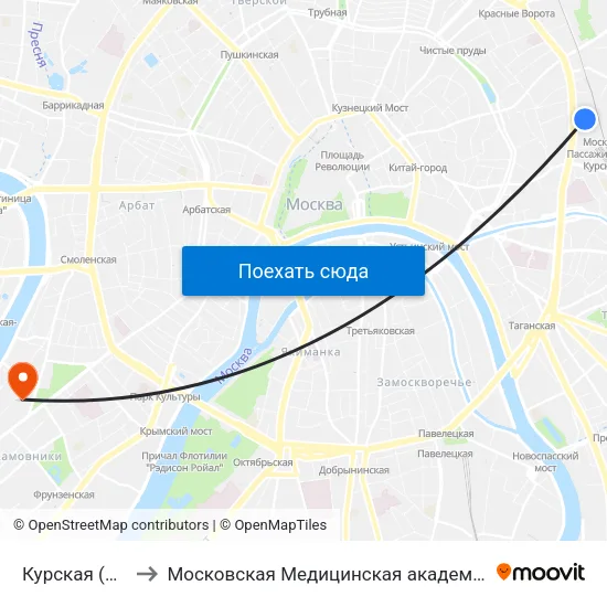 Курская (Kurskaya) to Московская Медицинская академия им. И. М. Сеченова map