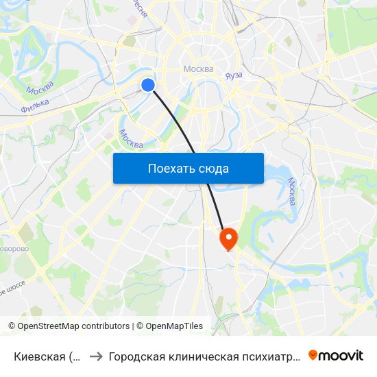 Киевская (Kievskaya) to Городская клиническая психиатрическая больница № 15 map