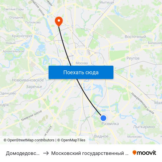 Домодедовская (Domodedovskaya) to Московский государственный институт индустрии туризма им. Ю.А. Сенкевича map