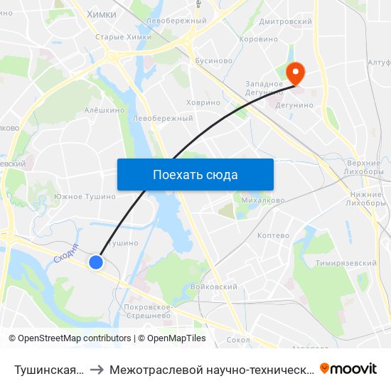 Тушинская (Tushinskaya) to Межотраслевой научно-технический комплекс «Микрохирургия глаза» map