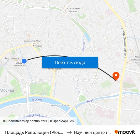 Площадь Революции (Ploschad Revolyutsii) to Научный центр неврологии map