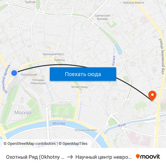 Охотный Ряд (Okhotny Ryad) to Научный центр неврологии map