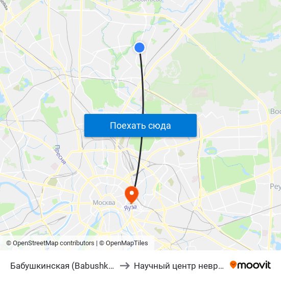 Бабушкинская (Babushkinskaya) to Научный центр неврологии map