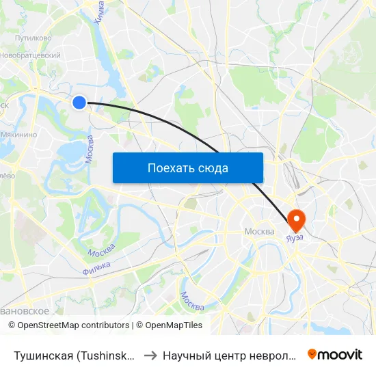 Тушинская (Tushinskaya) to Научный центр неврологии map