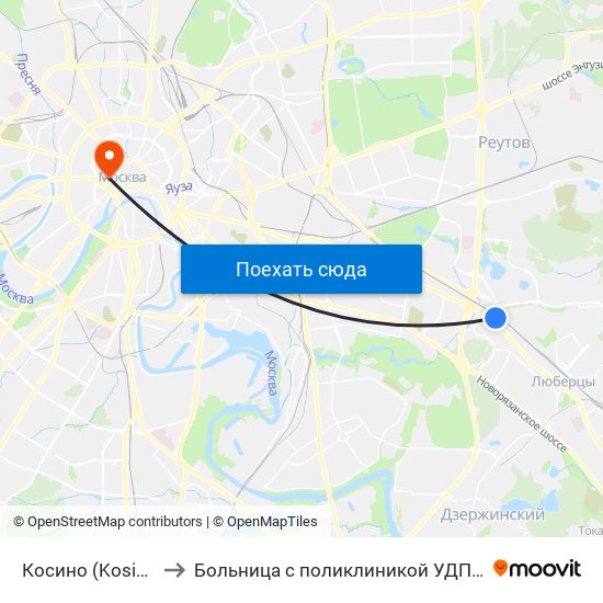 Косино (Kosino) to Больница с поликлиникой УДП РФ map
