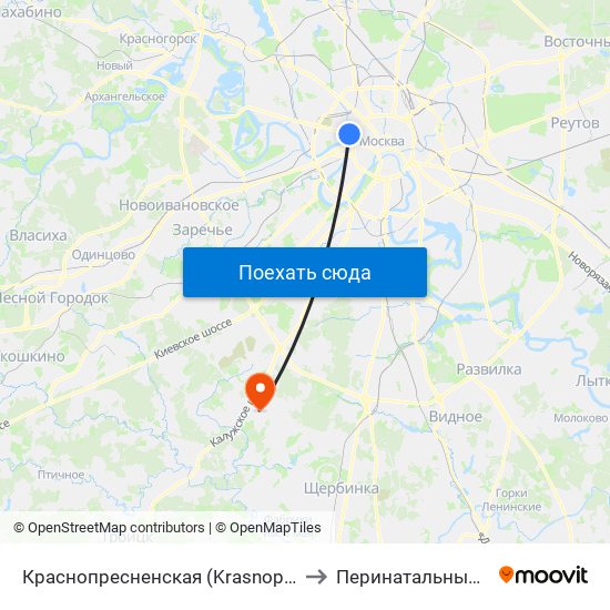 Краснопресненская (Krasnopresnenskaya) to Перинатальный корпус map