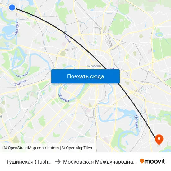 Тушинская (Tushinskaya) to Московская Международная Академия map