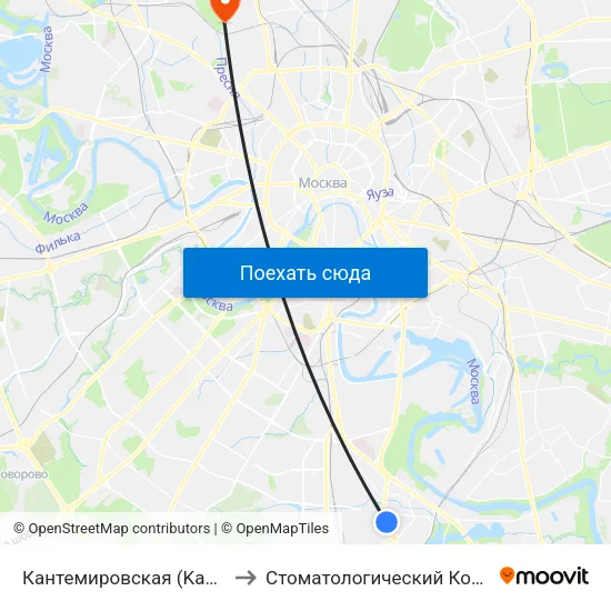 Кантемировская (Kantemirovskaya) to Стоматологический Комплекс МГМСУ map