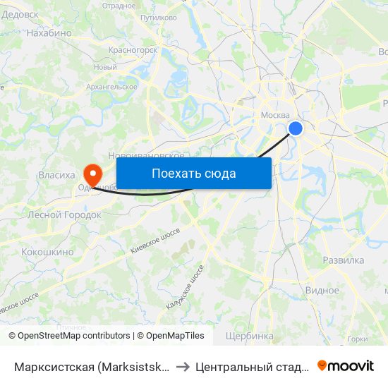Марксистская (Marksistskaya) to Центральный стадион map