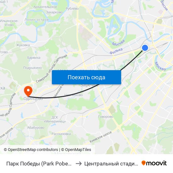 Парк Победы (Park Pobedy) to Центральный стадион map