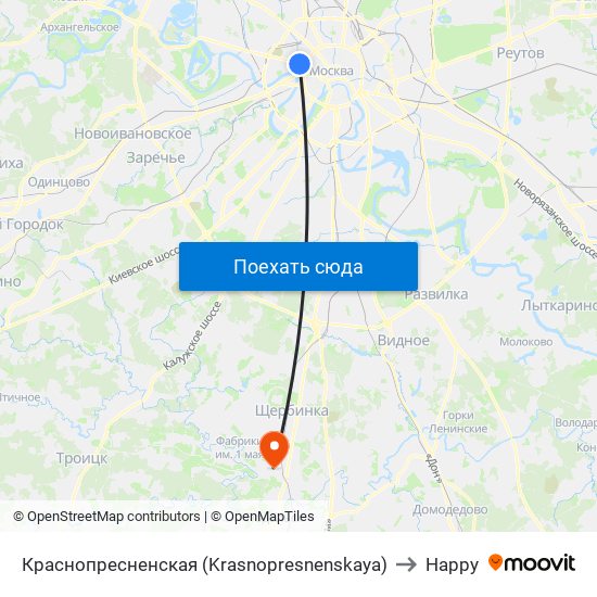 Краснопресненская (Krasnopresnenskaya) to Happy map