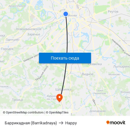 Баррикадная (Barrikadnaya) to Happy map