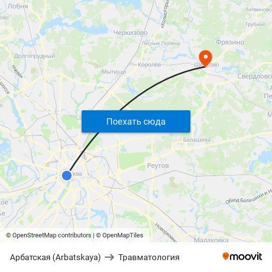 Арбатская (Arbatskaya) to Травматология map
