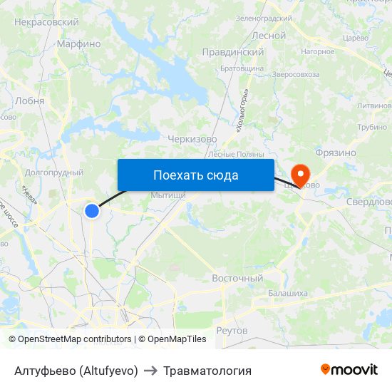 Алтуфьево (Altufyevo) to Травматология map
