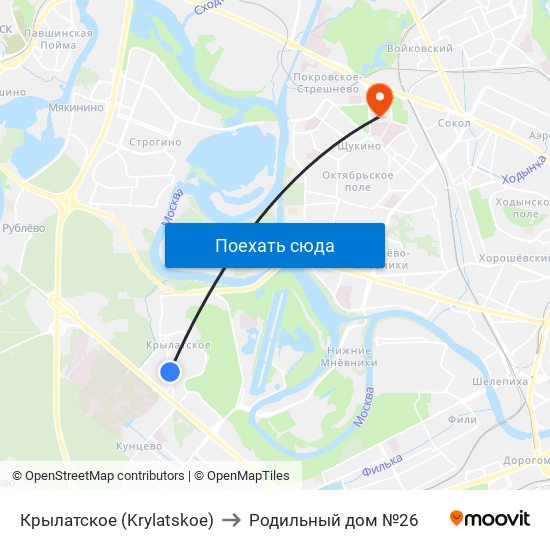 Крылатское (Krylatskoe) to Родильный дом №26 map