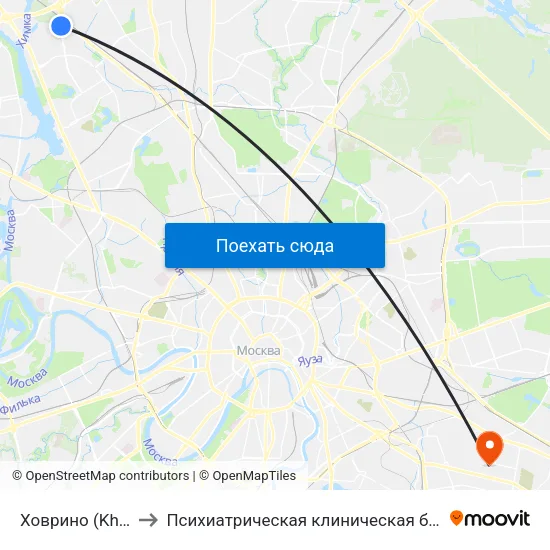 Ховрино (Khovrino) to Психиатрическая клиническая больница № 13 map
