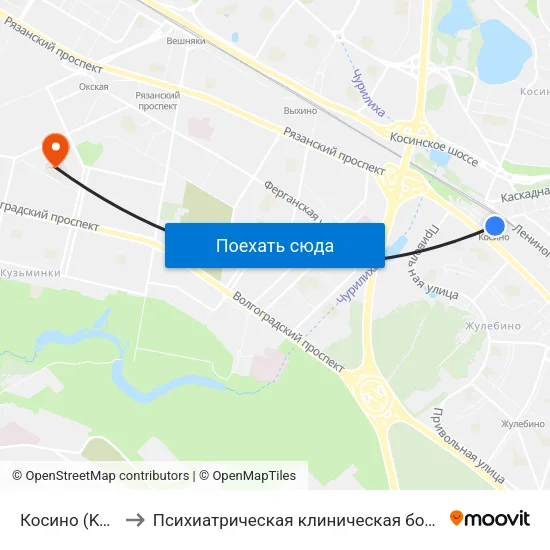 Косино (Kosino) to Психиатрическая клиническая больница № 13 map