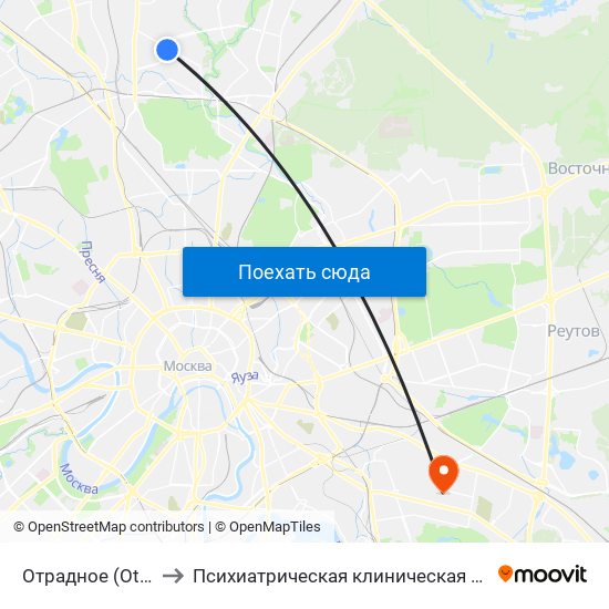 Отрадное (Otradnoe) to Психиатрическая клиническая больница № 13 map