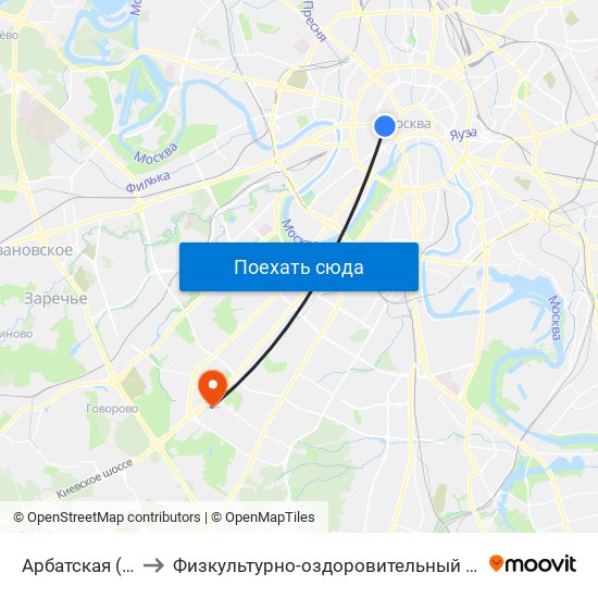 Арбатская (Arbatskaya) to Физкультурно-оздоровительный комплекс РУДН (ФОК РУДН) map