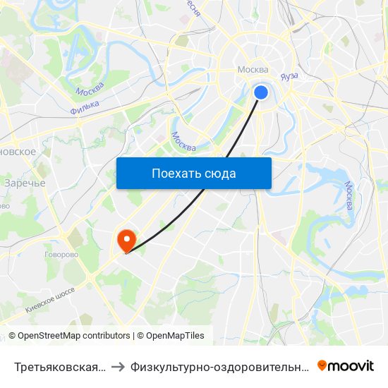 Третьяковская (Tretyakovskaya) to Физкультурно-оздоровительный комплекс РУДН (ФОК РУДН) map