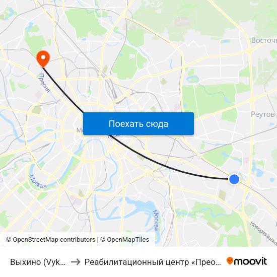 Выхино (Vykhino) to Реабилитационный центр «Преодоление» map