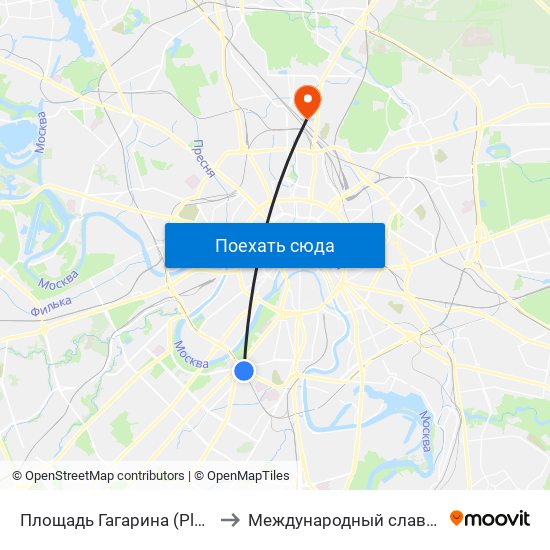 Площадь Гагарина (Ploschad Gagarina) to Международный славянский институт map