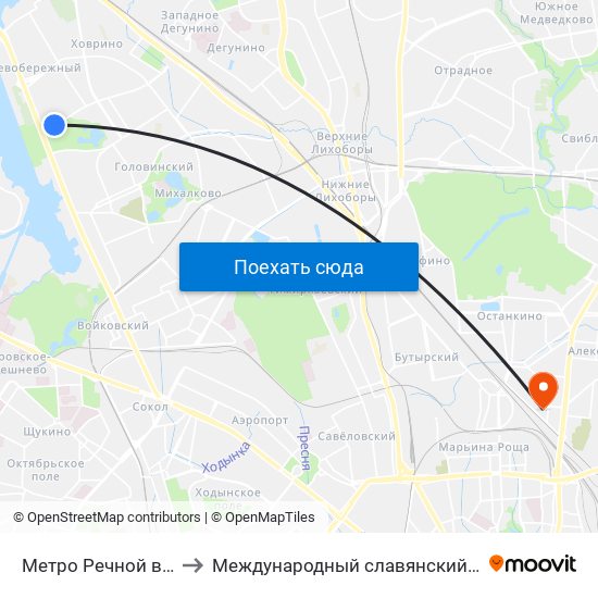 Метро Речной вокзал to Международный славянский институт map