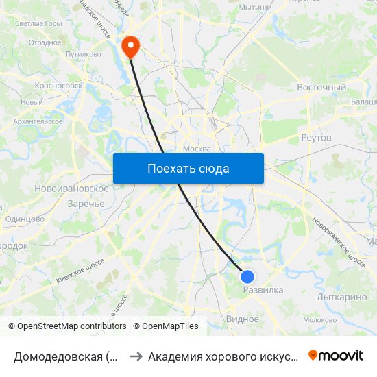 Домодедовская (Domodedovskaya) to Академия хорового искусства имени В.С. Попова map