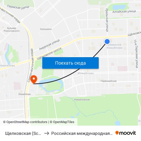 Щелковская (Schelkovskaya) to Российская международная академия туризма map