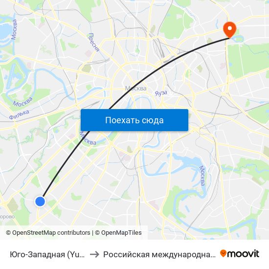 Юго-Западная (Yugo-Zapadnaya) to Российская международная академия туризма map