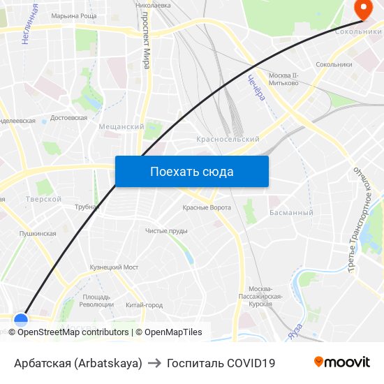 Арбатская (Arbatskaya) to Госпиталь COVID19 map