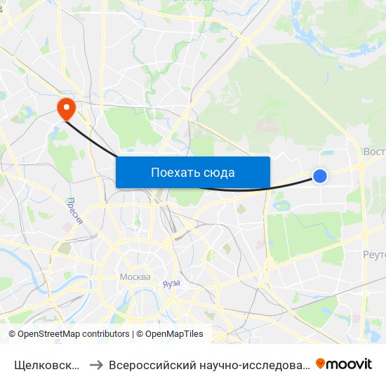 Щелковская (Schelkovskaya) to Всероссийский научно-исследовательский институт гидротехники и милиорации map