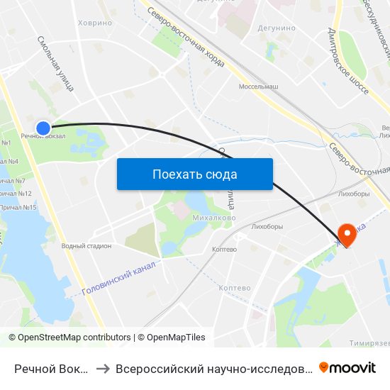 Речной Вокзал (Rechnoy Vokzal) to Всероссийский научно-исследовательский институт гидротехники и милиорации map