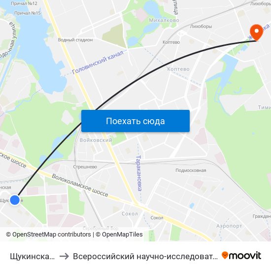 Щукинская (Schukinskaya) to Всероссийский научно-исследовательский институт гидротехники и милиорации map