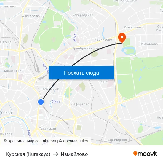 Курская (Kurskaya) to Измайлово map