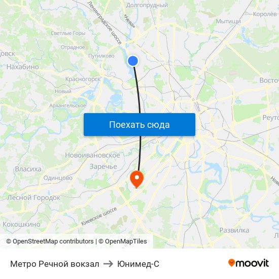 Метро Речной вокзал to Юнимед-С map