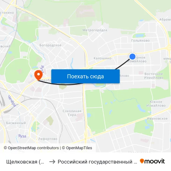 Щелковская (Schelkovskaya) to Российский государственный социальный университет map